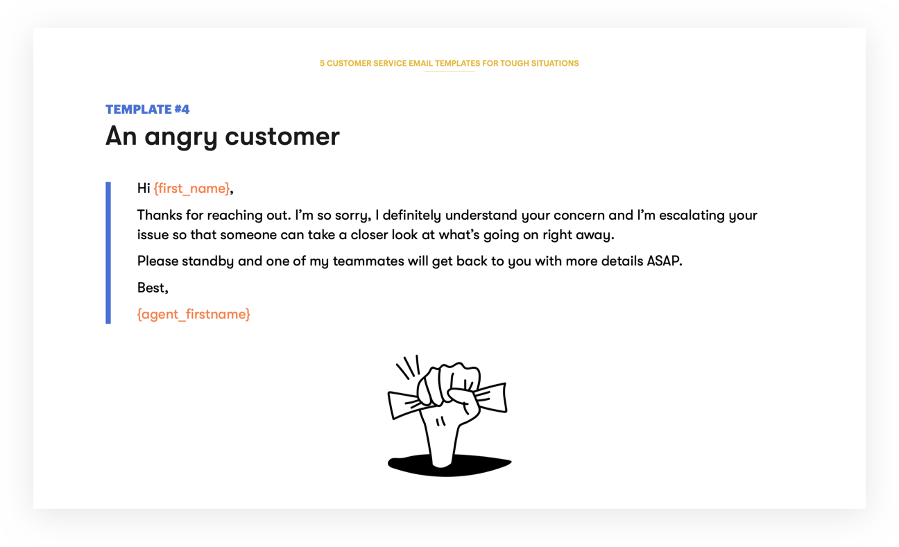 Customer Service Email Template 4 - An angry customer
