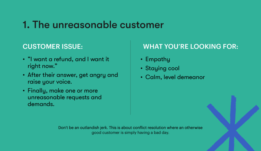 Customer service interview question 1 - The unreasonable customer