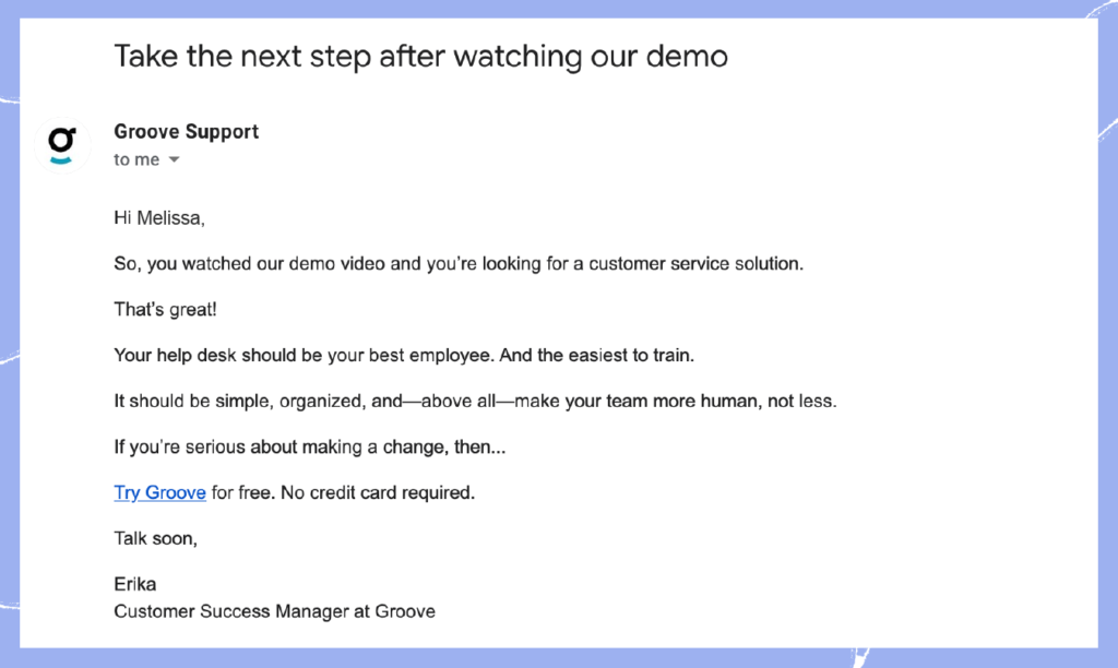 Customer success strategy 2: Email post demo