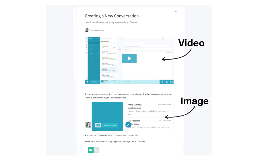 video and image in knowledge base article