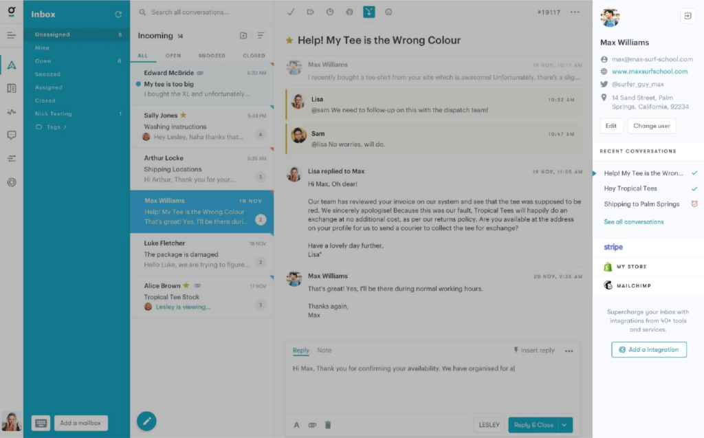 Using Groove's shared inbox to talk to customers